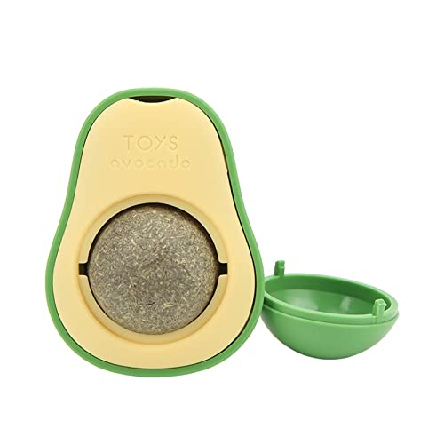Bola de hierba gatera, juguete interactivo giratorio para limpieza de dientes de gato con forma de aguacate