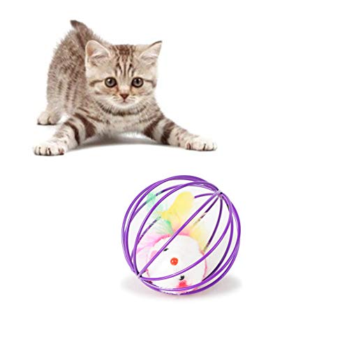 Bolas De Gato Cat Kicker Toy True Feather Tail Mouse 6 Cm Cause Color De Color Pintura Alambre Juguete Cat Toy Gatito Juguetes para Gatos De Interior Juguetes para Gatos para Random Color