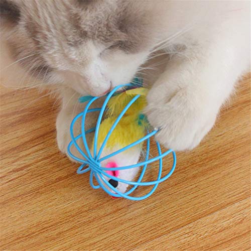 Bolas De Gato Cat Kicker Toy True Feather Tail Mouse 6 Cm Cause Color De Color Pintura Alambre Juguete Cat Toy Gatito Juguetes para Gatos De Interior Juguetes para Gatos para Random Color