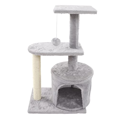 BOLORAMO Árbol para Gatos, Perchas Acogedoras Resistentes a Las Mordeduras Espacio Espacioso Torre Rascadora para Gatos Desmontable de Varias Capas con Bola de Felpa Colgante para Familias de Gatos