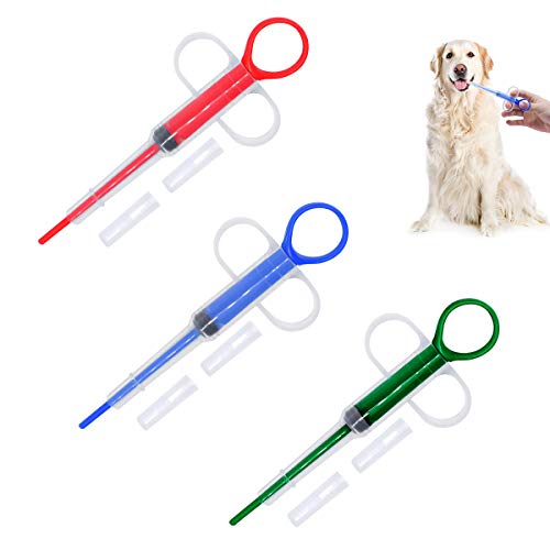 BoloShine 3 pcs Jeringa para Pastillas de Mascotas, Dispensador de Alimentación de Medicina para Mascotas Alimentador de Píldoras Pastillero para Perros y Gatos con Jeringa de Punta Suave
