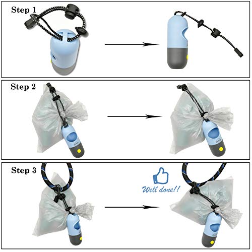 Bolsa de recogida para perros con linterna LED | Dispensador de bolsas de residuos para mascotas para correa de plomo | Distribuidor de bolsas de pañales para coche de cuna