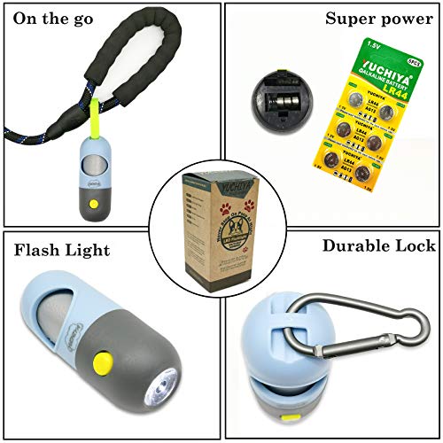 Bolsa de recogida para perros con linterna LED | Dispensador de bolsas de residuos para mascotas para correa de plomo | Distribuidor de bolsas de pañales para coche de cuna