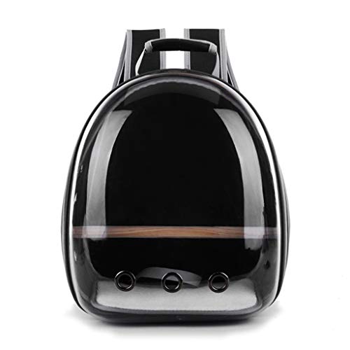 Bolsa de viaje para loro para mascotas, bolsa de viaje, cápsula espacial, para mascota, loro o pájaro, bolsa de viaje, cápsula espacial, transpirable 360 °, mochila transparente negro