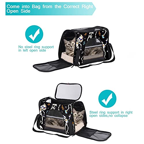 Bolsa de viaje portátil para perros y gatos, bolsa de viaje para mascotas transpirable con esqueleto de música para escuchar Halloween para animales pequeños