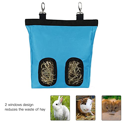 Bolsa Dispensadora de Soporte de Comedero, Saco de Comedero Colgante de Doble Orificio, Colgante Ligero de Conejo para Suministros de Animales para Animales Pequeños