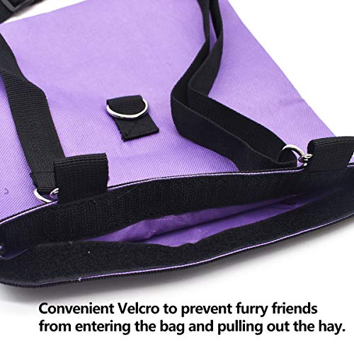 Bolsa Heno de Conejo,Guador 1 Piezas Comedero de Heno para Mascotas Bolsa de Heno Alimentador Colgante Saco para Conejillo de Indias Chinchilla Hamsters Animales Pequeños (Púrpura)