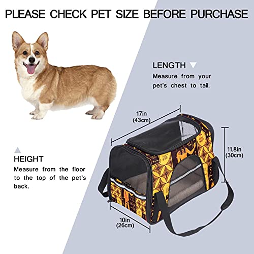 Bolsa portátil de viaje para mascotas, bolsas de viaje aprobadas por aerolíneas para gato y conejo, con estampado de tótem retro de cara suave