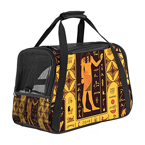 Bolsa portátil de viaje para mascotas, bolsas de viaje aprobadas por aerolíneas para gato y conejo, con estampado de tótem retro de cara suave