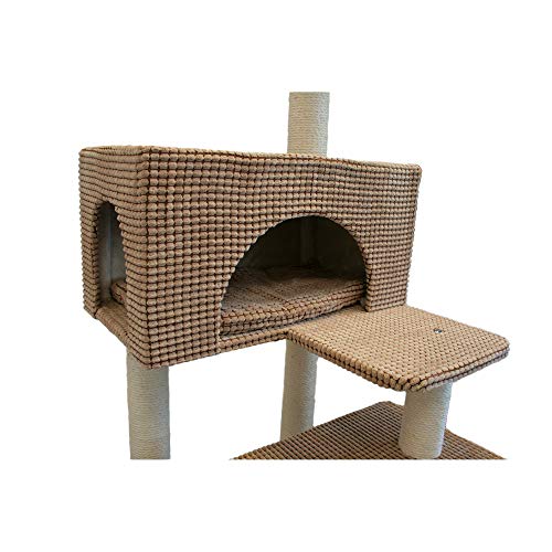 bontoy Árbol rascador para gatos Phill marrón claro, 130 cm, ideal también para gatos mayores, con cuña de descanso, estable