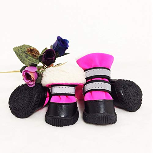 Botas De Nieve Perro De La Pata De Los Botines De Atención, Felpa Impermeable Botas Zapatos Térmicos Reflectantes Anti-Slip Reflectantes Botas Botines para Perros Pequeños