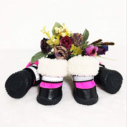 Botas De Nieve Perro De La Pata De Los Botines De Atención, Felpa Impermeable Botas Zapatos Térmicos Reflectantes Anti-Slip Reflectantes Botas Botines para Perros Pequeños