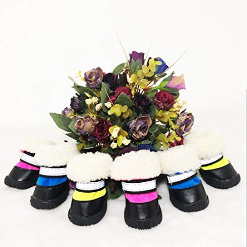 Botas De Nieve Perro De La Pata De Los Botines De Atención, Felpa Impermeable Botas Zapatos Térmicos Reflectantes Anti-Slip Reflectantes Botas Botines para Perros Pequeños