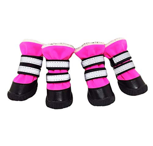 Botas De Nieve Perro De La Pata De Los Botines De Atención, Felpa Impermeable Botas Zapatos Térmicos Reflectantes Anti-Slip Reflectantes Botas Botines para Perros Pequeños