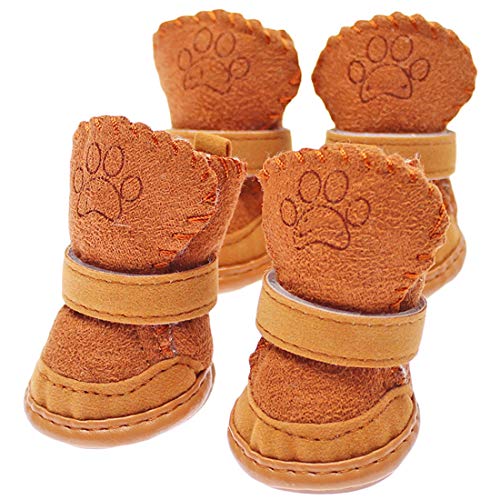 Botas De Nieve Perro Zapatos del Cuidado De La Pata, De Felpa Térmica Botines De Alta Superior De La Pata Protector Antideslizante Suave Único Zapatos Botines para Perros Pequeños