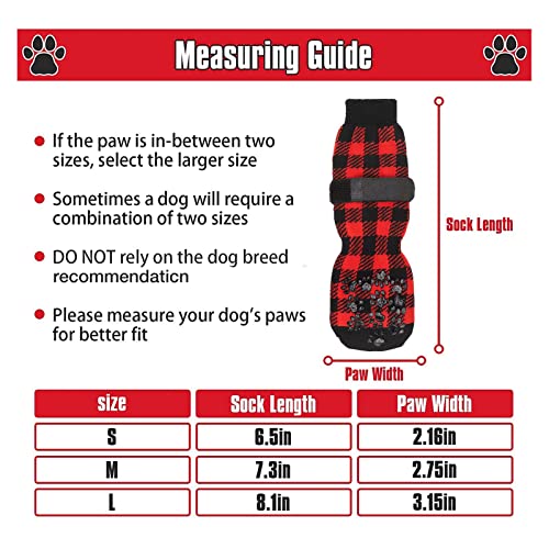 Bouilloire 4 Pares de Calcetines para Perros - Protector de Felpa para Patas de Perro | Punteras para Perros con algodón de Doble Cara | Botines Antideslizantes para Perros para Invierno Regalos