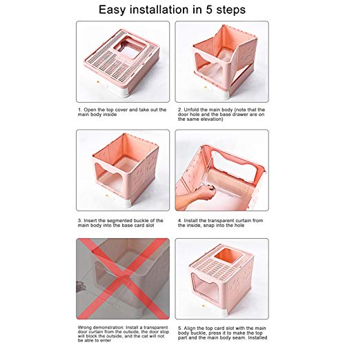 Bouilloire Caja De Arena Cerrada Plegable Caja De Arena para Gatos Grandes De Doble Puerta Arenero Gatos Cubierto Autolimpiable Caja De Arena para Gatos Portátil con Pala Y Bandeja Retráctil