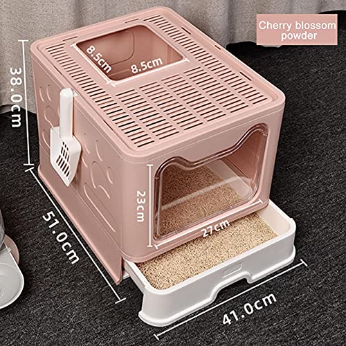 Bouilloire Caja De Arena Cerrada Plegable Caja De Arena para Gatos Grandes De Doble Puerta Arenero Gatos Cubierto Autolimpiable Caja De Arena para Gatos Portátil con Pala Y Bandeja Retráctil