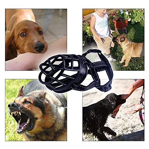 Bozal para Perros, Bozal Perro, Bozales de Silicona de Cesta Suave para Perros, Bozal Transpirable Ajustable, Evita Ladrar y Masticar no Deseados, Permite Beber y Jadear (Talla L)