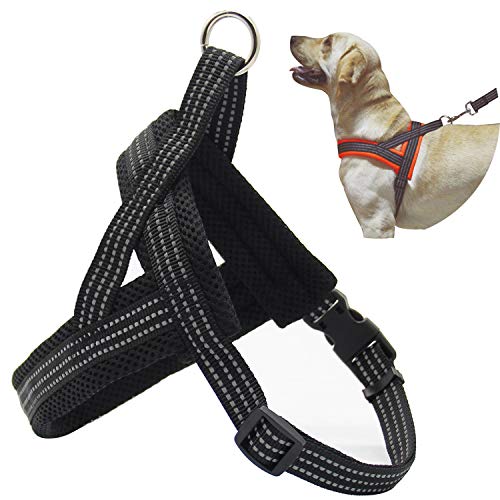 BPS® Arnés Correa para Perros Mascotas Collar Ajustable 4 Tamaños Colores para Elegir para Perro Pequeño Mediano y Grande (M, Negro) BPS-3882N