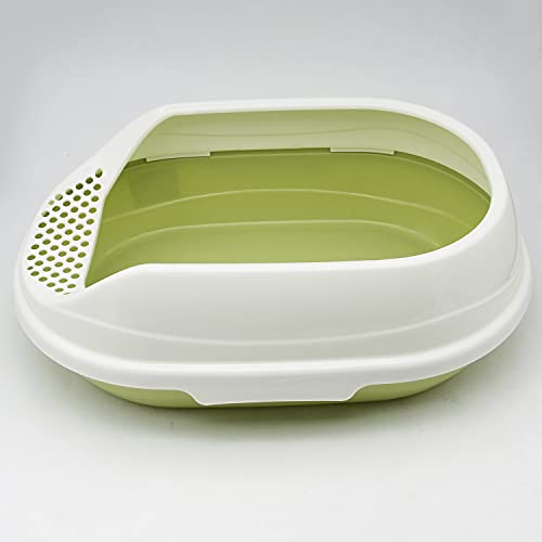 BPS Bandeja Gatos Gatitos Aseo Arenero Abierto para Mascotas Gatos Bandeja Sanitaria Plástica con Pala 3 Colores (Verde Grande) BPS-1362VE