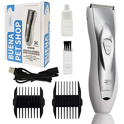 BPS Cortapelo para Perro Gato Esquiladora Eléctrica Maquina Cortar Pelo Perro Recargable Bajo Nivel de Ruido Color Plata BPS-7902