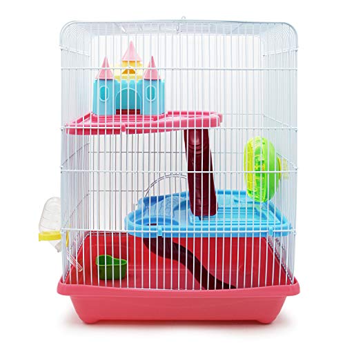 BPS Jaula Chalé Casa para Hámster Tamaño con Comedero Bebedero Rueda Casa Especial Color se envia al Azar 35 x 26 x 46 cm BPS-1342