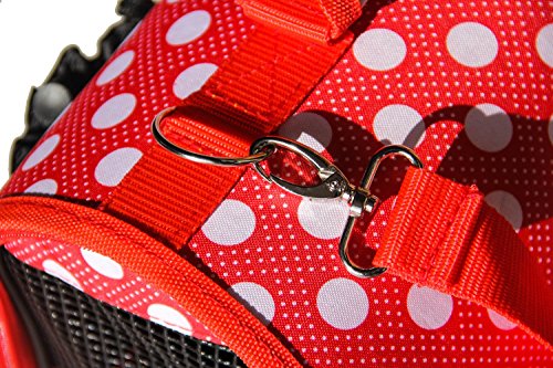 BPS (R) Portador Transportín Bolsa Bolso de Tela (Lunares) para Perro, Gato, Mascotas, Animales,Tamaño: M,43.5x25x25cm (Rojo)