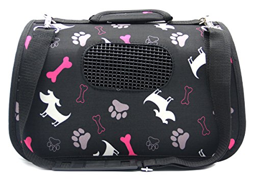 BPS® Transportín Portador Bolsa Bolso de Tela para Mascotas Perros Gatos Animales Transportadoras 3 Tamaños S/M/L Elegir (S, Negro) BPS-5638N