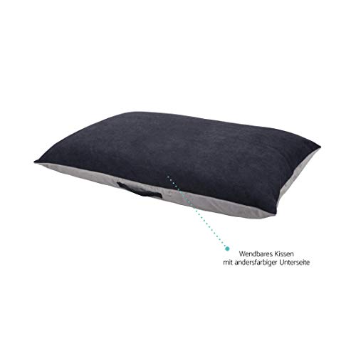 brunolie Henry Cojín para Perros Grande con asa en Color Gris, Lavable, ortopédico y Antideslizante, Cama para Perros con Espuma de Memoria, tamaño XL 120 x 85 cm