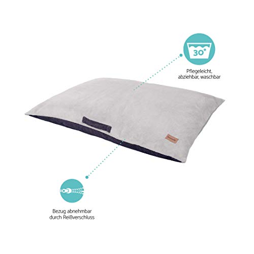 brunolie Henry Cojín para Perros Grande con asa en Color Gris, Lavable, ortopédico y Antideslizante, Cama para Perros con Espuma de Memoria, tamaño XL 120 x 85 cm