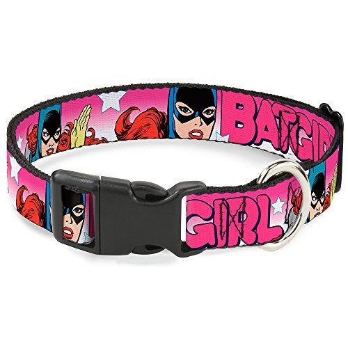 Buckle Down Batgirl Letras con Estrellas Rosa/Blanco plástico Clip Collar