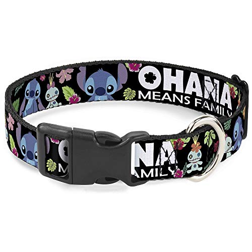 Buckle Down Ohana Significa Familia/Stitch y Scrump Poses/Tropical Flora plástico Clip Collar