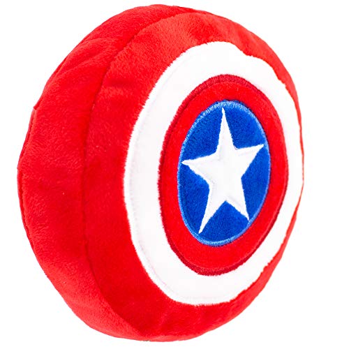 Buckle-Down - Peluche para perro con escudo del Capitán América, color rojo, blanco, azul y blanco