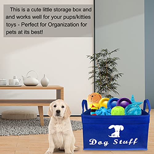 BundleMall Cesta de juguete de fieltro para mascotas y caja de juguetes para perros y gatos, organizador de cofre plegable, perfecto para organizar juguetes para mascotas mantas (azul, perro)