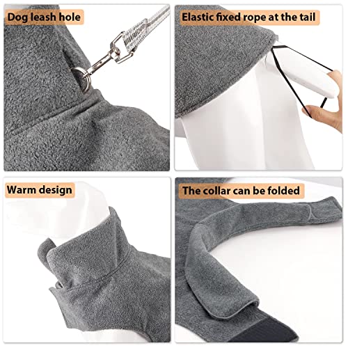 Bwiv Abrigo para Perros Chaqueta abrigadora de Invierno Ropa para Perros de Lana con Orificio para Cuerda de tracción Chaleco para Perros cálido con Tiras Reflectantes Gris XL