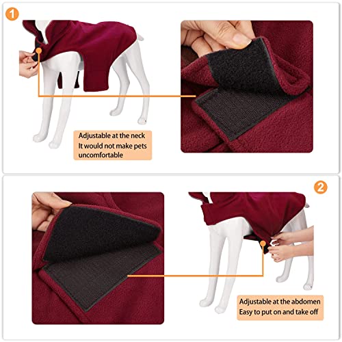 Bwiv Abrigo para Perros Chaqueta abrigadora de Invierno Ropa para Perros de Lana con Orificio para Cuerda de tracción Chaleco para Perros cálido con Tiras Reflectantes Vino Rojo 3XL