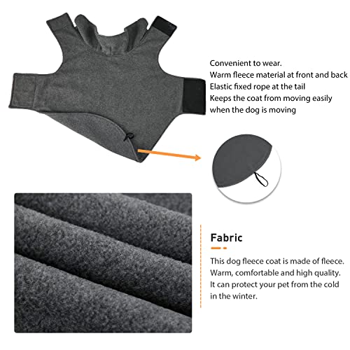 Bwiv Abrigo para Perros Chaqueta abrigadora de Invierno Ropa para Perros de Lana con Orificio para Cuerda de tracción Chaleco para Perros cálido con Tiras Reflectantes Gris XL