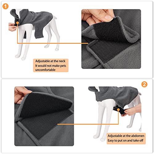 Bwiv Abrigo para Perros Chaqueta abrigadora de Invierno Ropa para Perros de Lana con Orificio para Cuerda de tracción Chaleco para Perros cálido con Tiras Reflectantes Gris XL