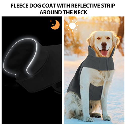 Bwiv Abrigo para Perros Chaqueta abrigadora de Invierno Ropa para Perros de Lana con Orificio para Cuerda de tracción Chaleco para Perros cálido con Tiras Reflectantes Gris XL
