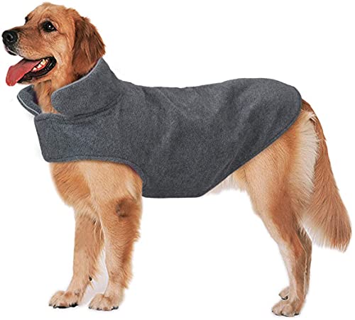 Bwiv Abrigo para Perros Chaqueta abrigadora de Invierno Ropa para Perros de Lana con Orificio para Cuerda de tracción Chaleco para Perros cálido con Tiras Reflectantes Gris XL