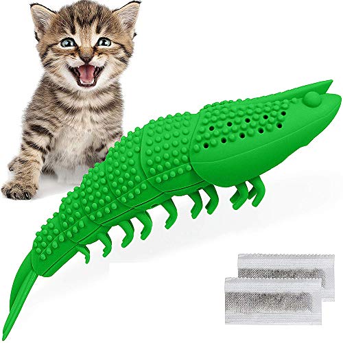 bysonice Gato Catnip Juguetes Interactivo Gato Cepillo de Dientes Masticar Juguete para Gatito Gatos Dientes Limpieza Dental Cuidado Cangrejo Forma Mascota Juguete Gato