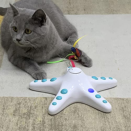 bysonice Juguete de Gato de Dibujos Animados, Juguete Giratorio eléctrico para Gatos, Juguetes interactivos para Gatitos, Juguetes eléctricos Divertidos para Gatos con Mariposas revoloteando