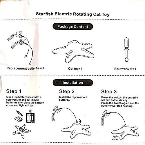 bysonice Juguete de Gato de Dibujos Animados, Juguete Giratorio eléctrico para Gatos, Juguetes interactivos para Gatitos, Juguetes eléctricos Divertidos para Gatos con Mariposas revoloteando