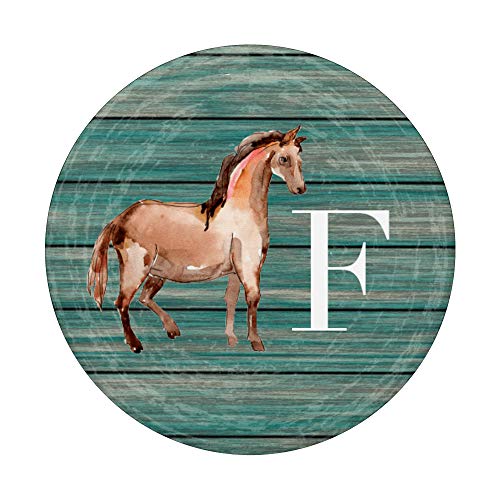 Caballo en azul para chicas que aman los caballos Letra F PopSockets PopGrip: Agarre intercambiable para Teléfonos y Tabletas