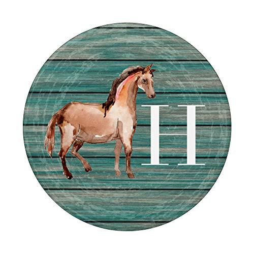 Caballo en azul para chicas que aman los caballos Letra H PopSockets PopGrip: Agarre intercambiable para Teléfonos y Tabletas