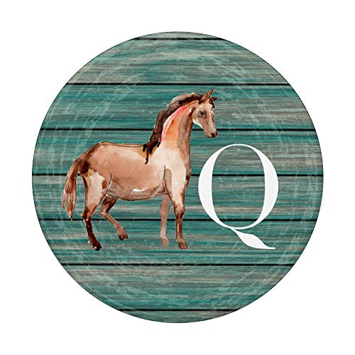 Caballo en azul para chicas que aman los caballos Letra Q PopSockets PopGrip: Agarre intercambiable para Teléfonos y Tabletas