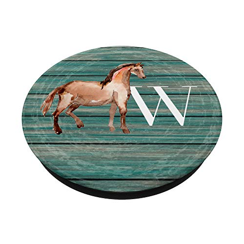 Caballo en azul para chicas que aman los caballos Letra W PopSockets PopGrip: Agarre intercambiable para Teléfonos y Tabletas
