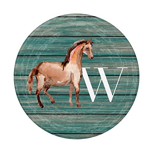 Caballo en azul para chicas que aman los caballos Letra W PopSockets PopGrip: Agarre intercambiable para Teléfonos y Tabletas