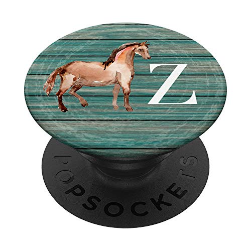 Caballo en azul para chicas que aman los caballos Letra Z PopSockets PopGrip: Agarre intercambiable para Teléfonos y Tabletas